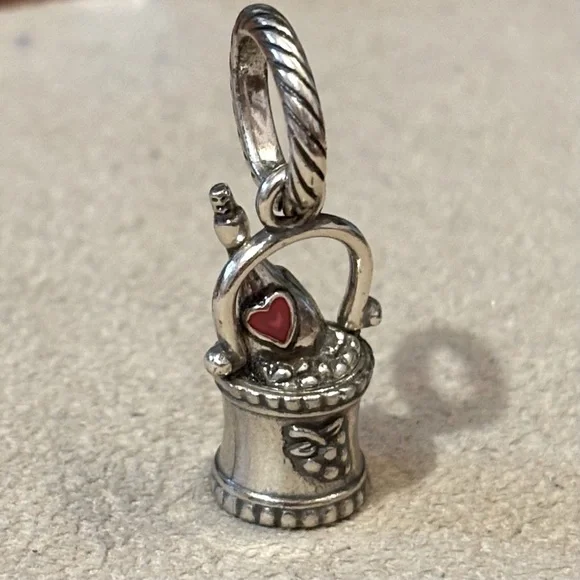 🆕 Brighton Wine O’Clock charm Silver & gold Bottle in bucket Red enamel heart - Picture 2 of 6